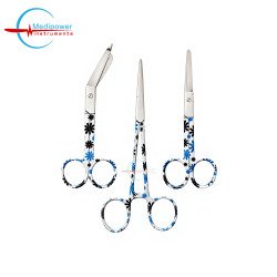 Floral Print Medical Instrument Set – Bandage Scissors, Operating Scissors & Hemostat Forceps | Stainless Steel 3-Piece Kit