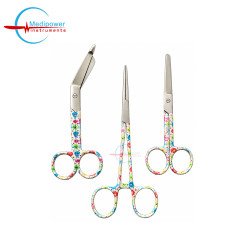Set of 3 Pieces Artery Forceps 6", Nursing Scissors 5" & Bandage Scissors 5.5" – Bugs Print Stainless Steel Medical Instrument Set