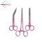 Set of 3 Pieces Artery Forceps 6", Nursing Scissors 5" & Bandage Scissors 5.5" – Pink Zebra Print Stainless Steel Medical Instrument Set
