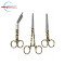 Set of 3 Leopard Yellow Medical Instruments – 5" Nursing Scissors, 5.5" Bandage Scissors & 6" Artery Forceps | Stainless Steel Surgical Instrument Set
