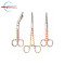 Set of 3 Colorful Polka Dot Stainless Steel Medical Instruments – 5" Nursing Scissors, 5.5" Bandage Scissors & 6" Artery Forceps