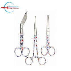 Healthcare Print Stainless Steel Medical Instrument Set – Nursing Scissors, Bandage Scissors & Artery Forceps