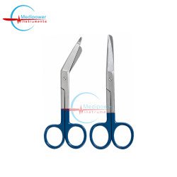 Set of 2 Pieces Nursing Scissors 5" + Bandage Scissors 5.5" Waspa Blue Color Handle