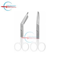 Set of 2 Pieces Nursing Scissors 5" + Bandage Scissors 5.5" White Color