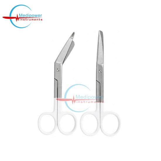 Set of 2 Pieces Nursing Scissors 5" + Bandage Scissors 5.5" White Color