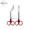 Set of 2 Pieces Nursing Scissors 5" + Bandage Scissors 5.5" Bordeaux Red Color Handle