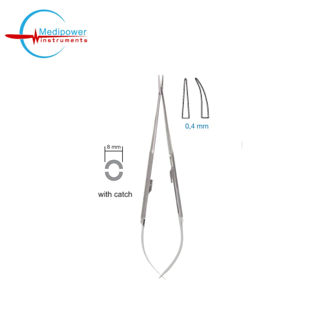 Precision Micro Needle Holder 8mm Round Handle with Locking Catch ...