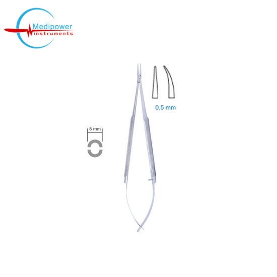 Standard Micro Needle Holders Round Handle 8mm, (Tip 0,5 mm)