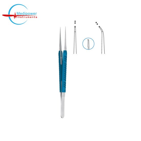Micro Suturing Forceps 2000 With Blue Anodized Round Handles (1x2 Teeth)