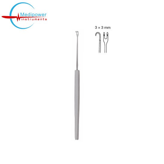 Freer Skin Hook Double Prong,15cm, (3×3mm)