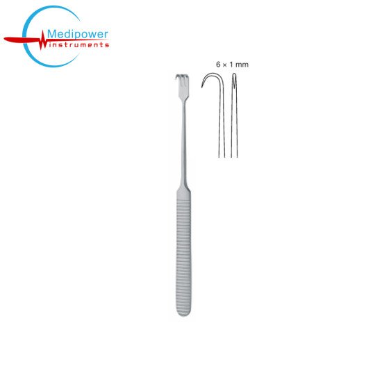 Delicate Retractors Single Prong, 17cm, Sharp (6×1mm) 