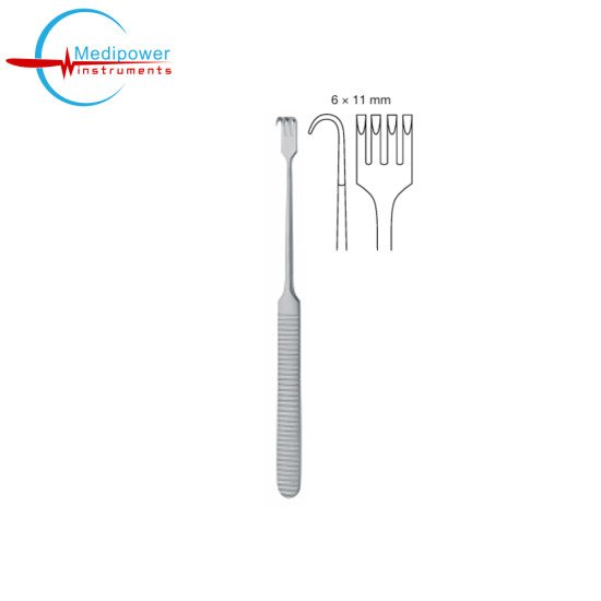 Delicate Retractors 4 Prongs Blunt,17 cm (Wide 6×11mm) 