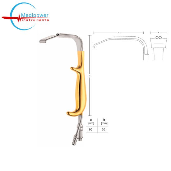 Tebbetts Fiber Optic Retractor,18cm, (Workimg Length 90mm), (Width 30mm)