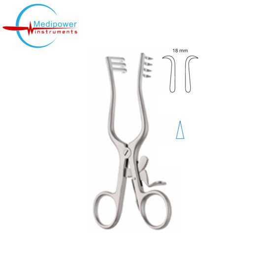 Weitlaner Self-Retaining Retractor,13cm, Sharp,3x4 Prongs, (18mm)