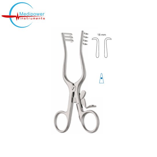 Weitlaner Self-Retaining Retractor,13cm, Semi Sharp,3x4 Prongs, (18mm)  