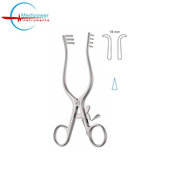 Weitlaner Self-retaining Retractor,16.5cm, Sharp, 3x4 Prongs, (18mm) 