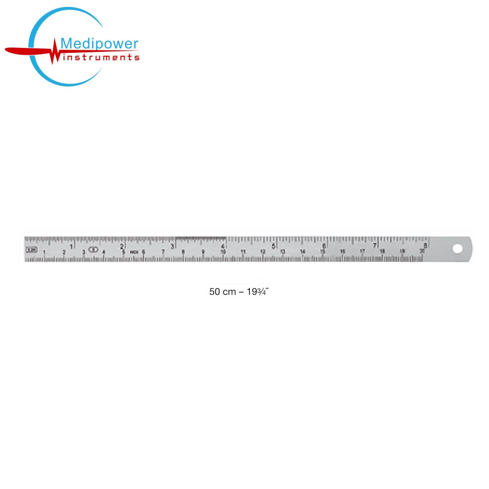 Mm Graduated Ruler Rulers (stainless steel),50cm, Graduated in mm and inches Medipower ...