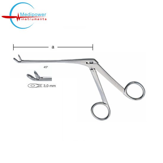 Blakesley Nasal Forceps, 11,5cm, Jaw Width,(3,0 mm),Angled (45º) curved up