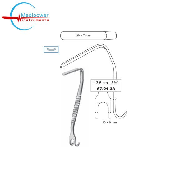 Aufricht Walter Nasal Retractor, Double Ended,13.5cm, Blunt ,Wide 38×7 mm