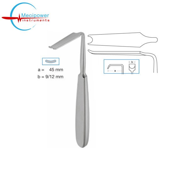 Obwegeser Mandibular Rim Retractor,17cm, Working Length (a = 45mm), Width (b = 9/12mm)